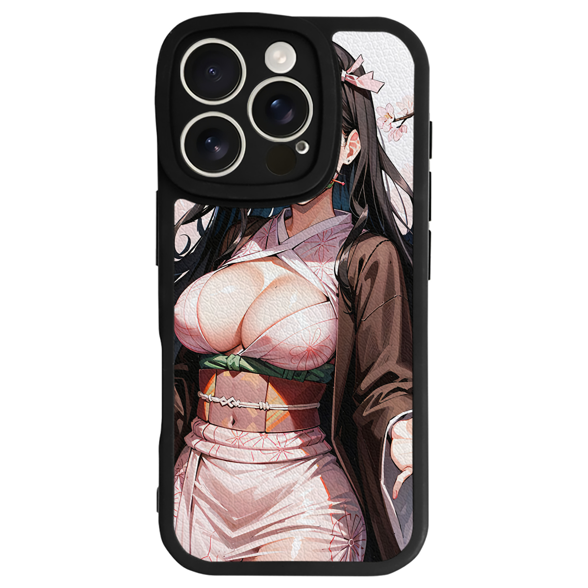（画像用） 鬼滅の刃（きめつのやいば）竈門 禰󠄀豆子／かまど ねずこ Kamado Nezuko 【iPhone 16シリーズ対応】シリコンスマホケース（レザー調） 材質：シリコン